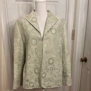 Light Green Embroidered Blazer with metallic threading